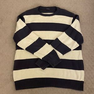 Brandy Melville John Galt Navy Blue and Cream Sweater